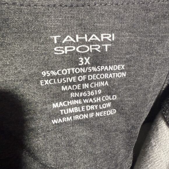 Tahari Sport Jogger Pants 3X Charcoal & Black Velvet Detail Cotton Stretch NWT - Picture 8 of 9